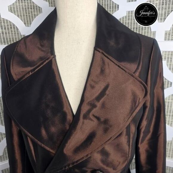 Ellen Tracy Bronze Iridescent Double Breasted Formal Blazer/Jacket Size 12 - Picture 3 of 13